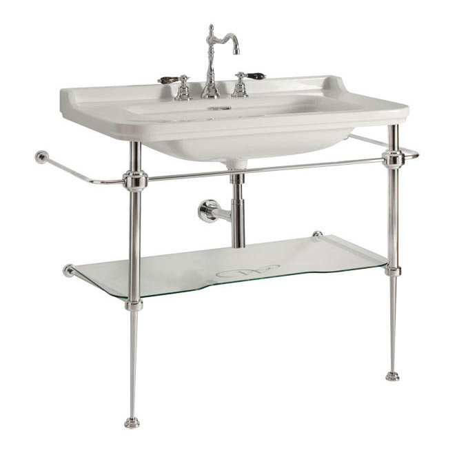 WS Bath Collections Waldorf White Ceramic Rectangular Console Bathroom